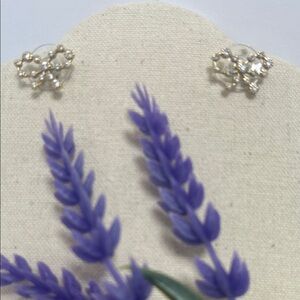 Rhinestone Bow Earrings by the brand Nice & Bella waterproof